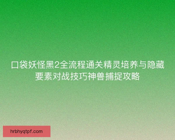 口袋妖怪黑2全流程通关精灵培养与隐藏要素对战技巧神兽捕捉攻略