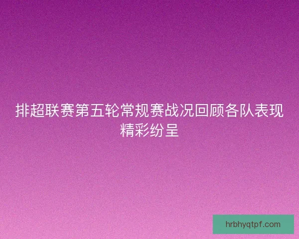 排超联赛第五轮常规赛战况回顾各队表现精彩纷呈